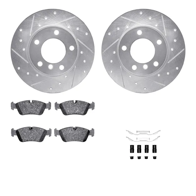 R1 Concepts WGYH1-31038 eLINE Rotor - Drilled & Slotted - Silver W/ Semi-Met Pads